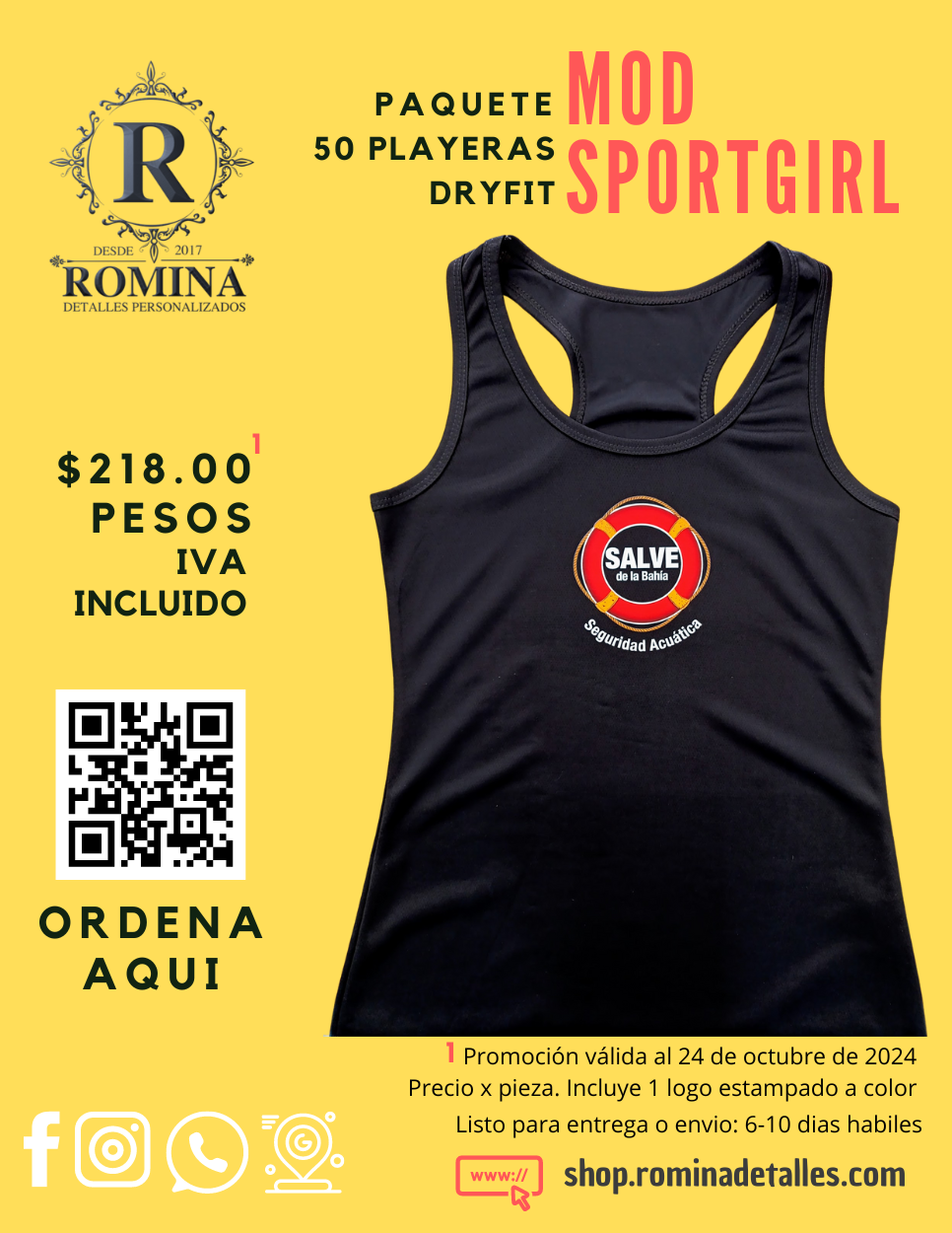 Playera de dama deportiva sin manga personalizada